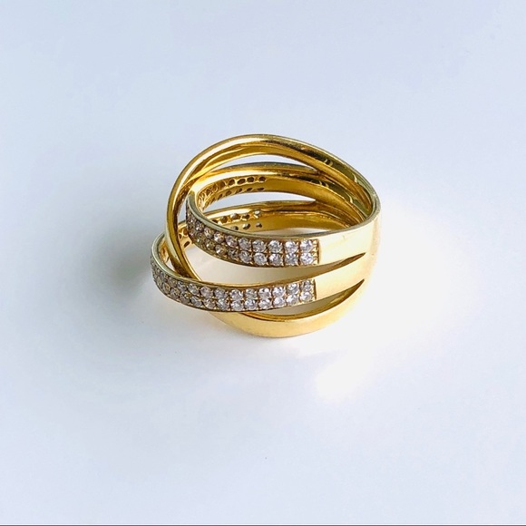 18K BA Gold Band Diamond Row Ring Fits: 7.5 - Picture 3 of 9